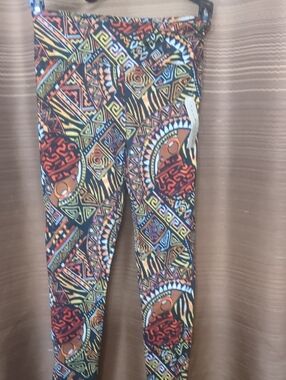 Eye Candy Leggings with Orange, Yellow and Pink Aztec Print